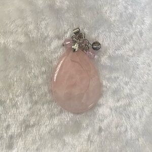 🍀18KGP Pink Teardrop Quartz Pendant Necklace